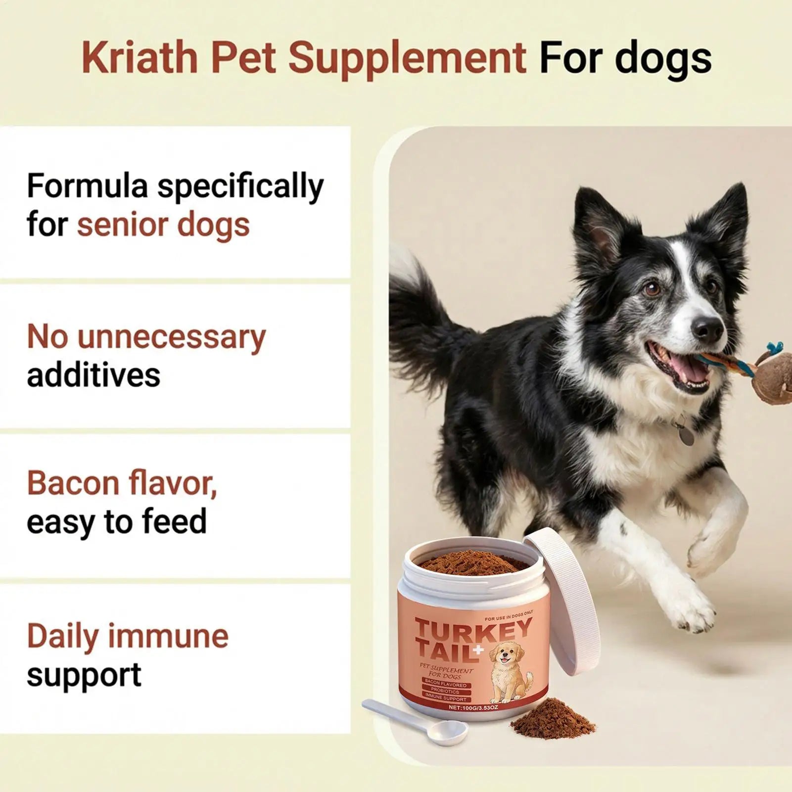 🐶 Dog Supplements for Skin & Coat – 100g Powder for Healthy, Shiny Fur
