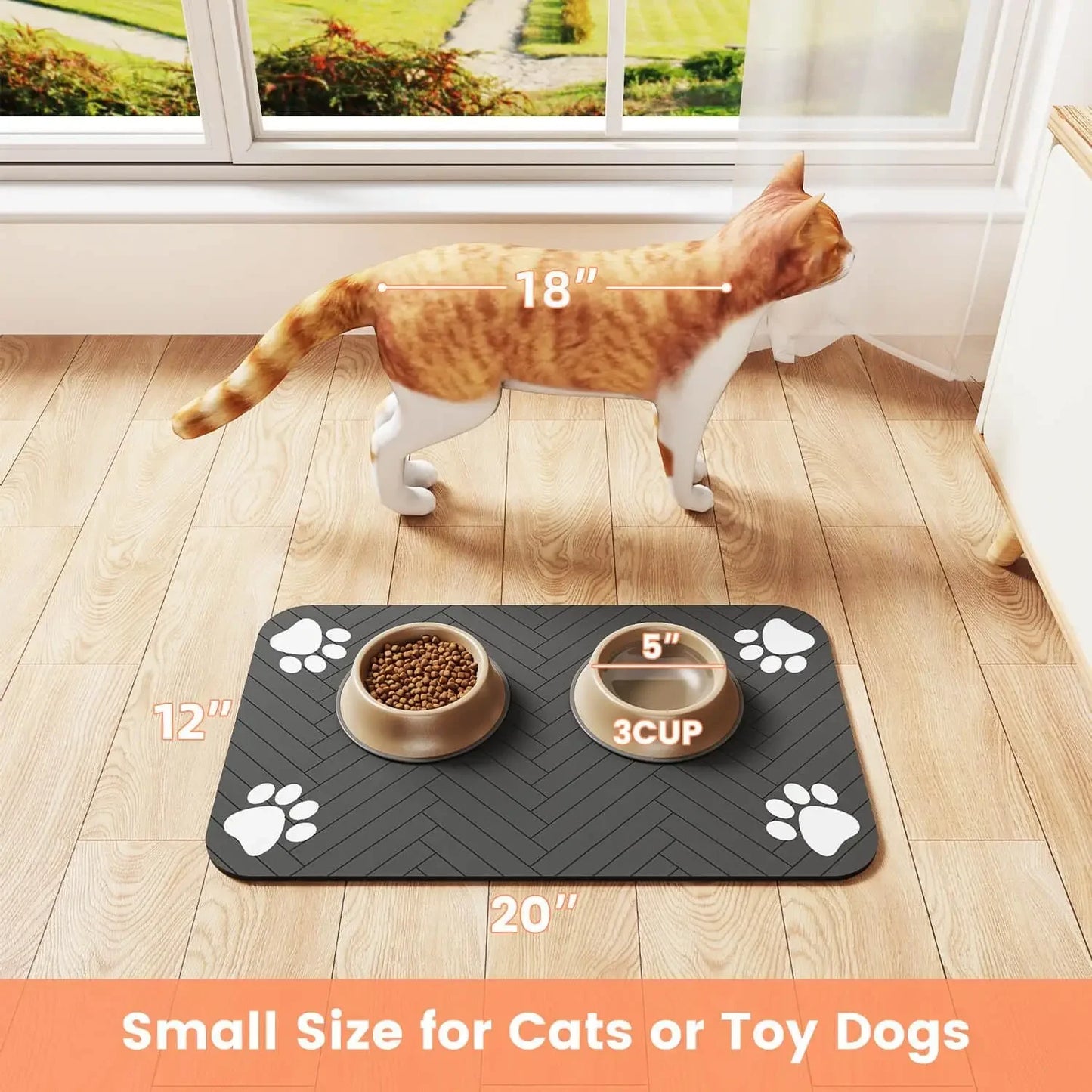 🐾 Pet Feeding Mat – Absorbent, Quick-Dry Placemat with Waterproof Rubber Backing for Dogs & Cats
