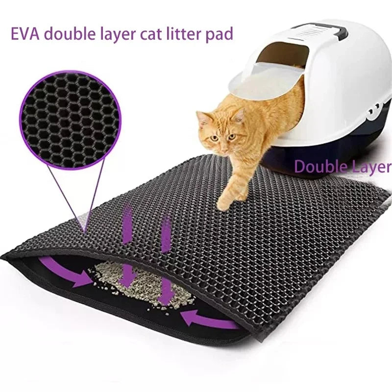 Cat Litter Mat With Gift – Double Layer Waterproof Non-Slip Mat for Cats