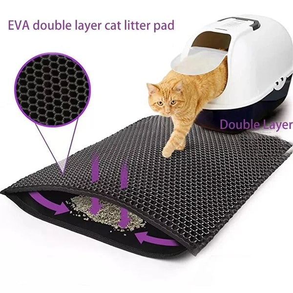 Cat Litter Mat With Gift – Double Layer Waterproof Non-Slip Mat for Cats