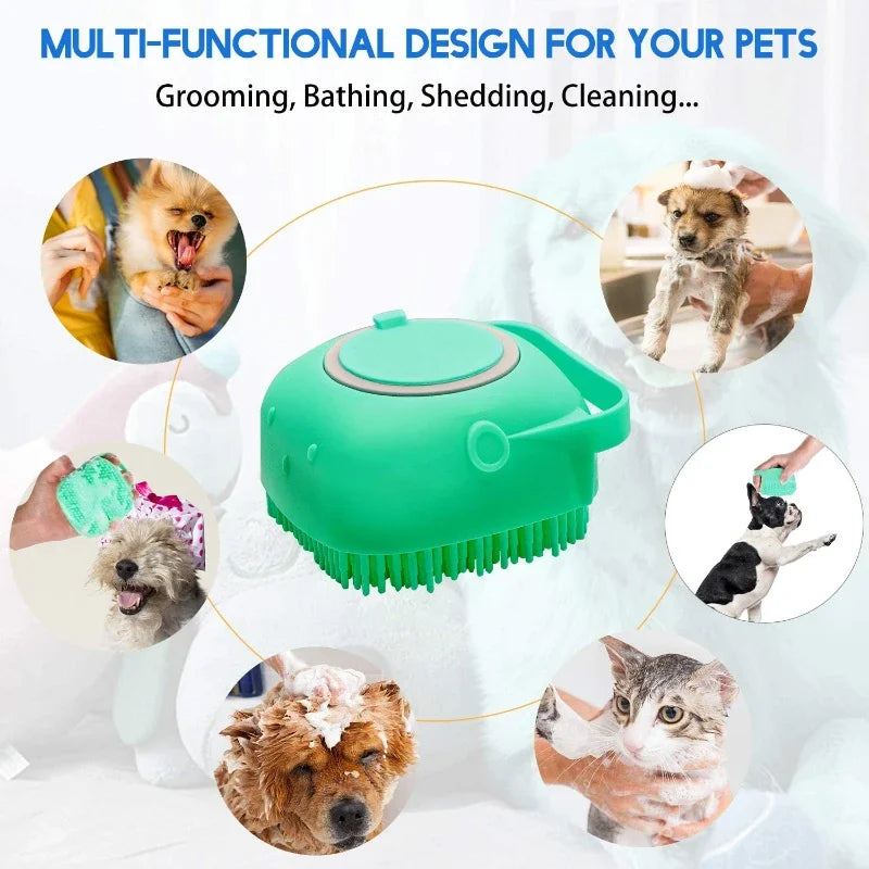 🐾 2-in-1 Pet Shampoo & Massage Brush – Soft Silicone Grooming Scrubber