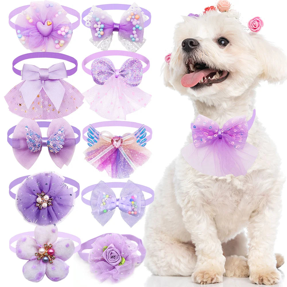 🎀 10pcs Pet Dog Bow Collar – Adjustable & Fashionable