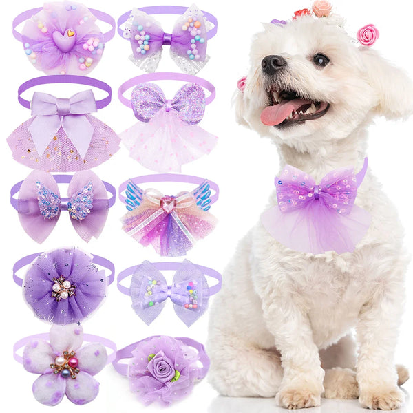 🎀 10pcs Pet Dog Bow Collar – Adjustable & Fashionable