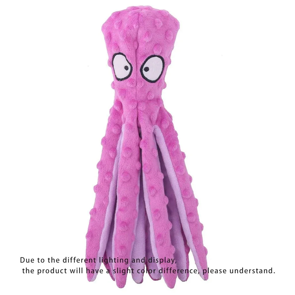 🐙 Dog Squeaky Octopus Toy – Durable Plush Chew & Teething Toy