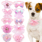 🎀 10pcs Pet Dog Bow Collar – Adjustable & Fashionable